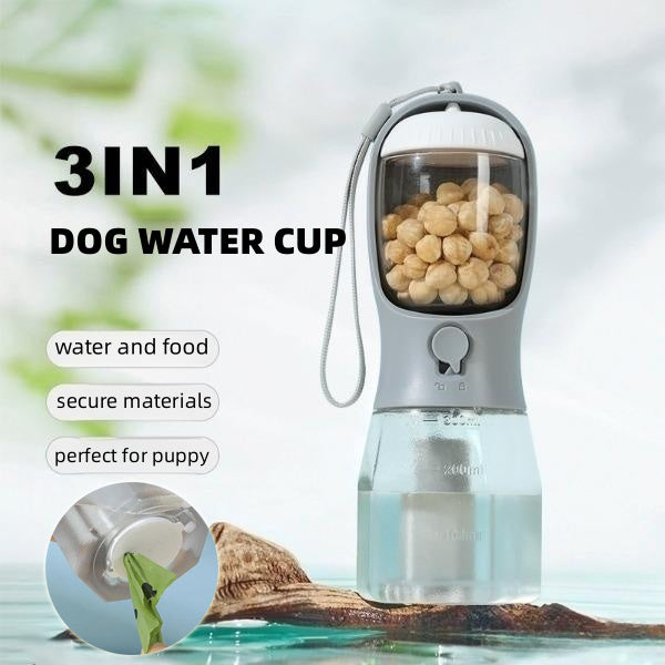 Dog Water Cup Drinking, Food & Garbage Bag Three-in-one Portable Small Multi-functional Pet Cups