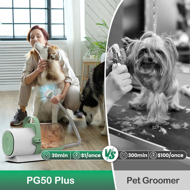 Pet Grooming Kit, 7 Grooming Tools, Pet Grooming Vacuum, Dog/Cat Clippers Kit, Low Noise, PG50 PLUS
