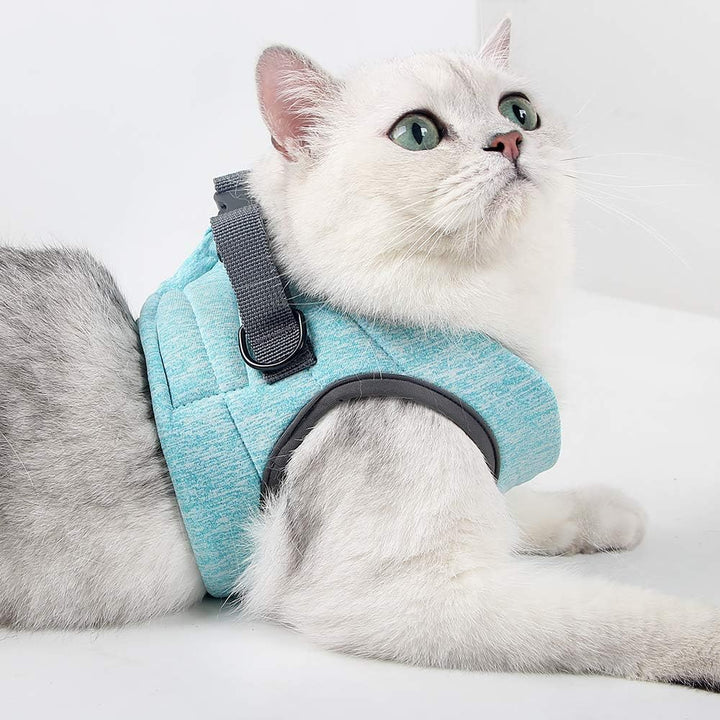 Cat Harness and Leash Set for Walking, Escape Proof Vest Harnesses for Cats, Ultra Light Breathable Soft Jacket (Green, L (Chest: 13 - 15"))