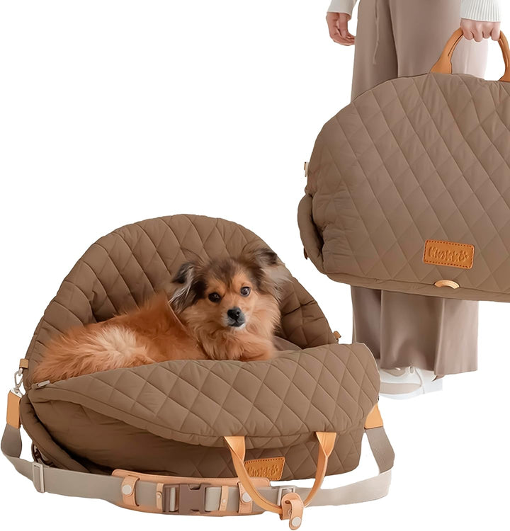 Dog Car Seat for Small Dogs – 3-In-1 Travel Carrier, Booster & Dog Bed for Car – Washable, Anti-Slip, Safety Straps – Fits Front & Back Seats – Cozy Pet Car Seat up to 25 Lbs – Pink