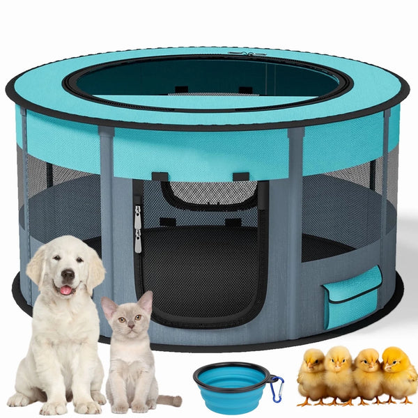 Pet Playpen -10.23Sq.Ft Large Pens for Puppies Kittens Cat Rabbit-Portable & Foldable Dog Pens Pet Kennel for Indoor, Outdoor RV Travel Office Potty Training Nursing Room