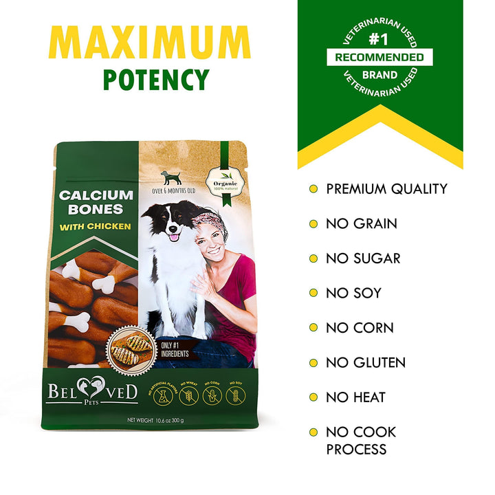 Dog Calcium Bones Wrapped Chicken & Rawhide Free Chew Treats Pet Healthy