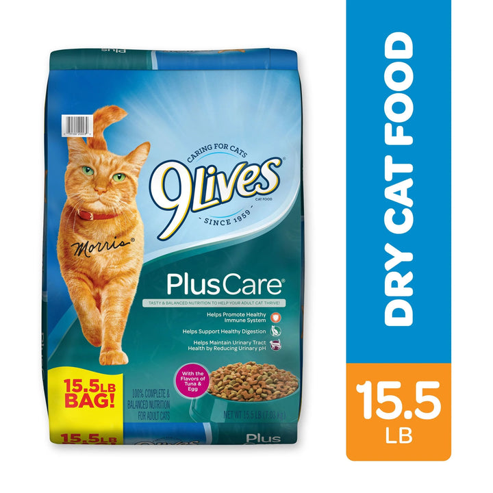 9Lives Plus Care Dry Cat Food with Tuna & Egg Flavors, 15.5 Lb Bag