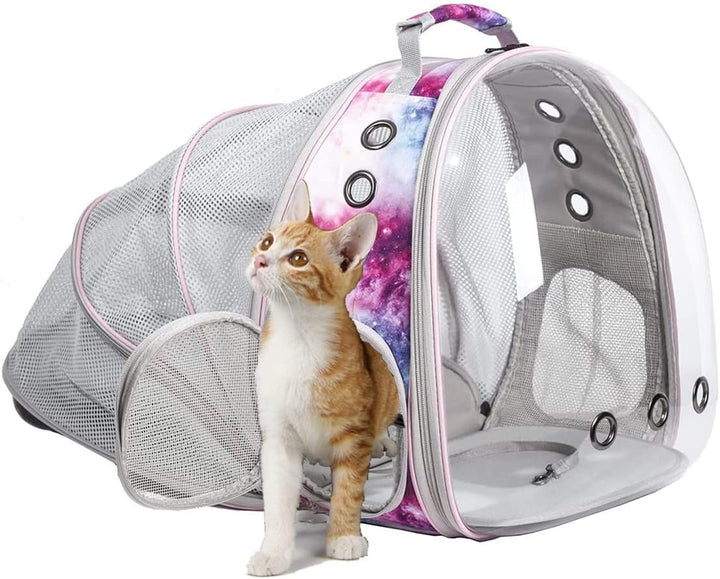 Cat Bubble Backpack with Fan, Fit up to 12 Lbs, Space Capsule Astronaut Clear Window Pet Travel Carrier Backpack for Cat and Small Puppy