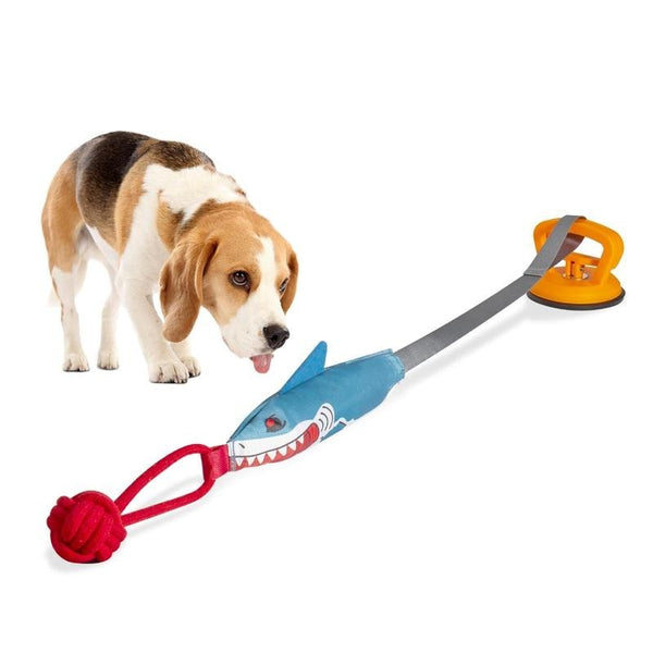 Shark Shaped Pet Toy, Interactive Twine Toy Ball With Suction Cup, Pet Chew Toy For Dogs & Cats Funny Dog toys Squeaky Toys Dog training Rope Toy