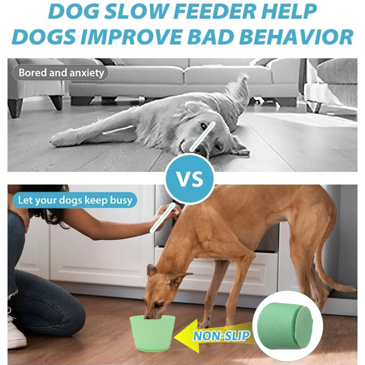 Dog Bowl Dog Lick Bowl Pet Slow Feeder Bowls for Oral Health Preventing Choking, Slow Feeder Dog Lick Bowl for Anxiety Relief & Enrichment (Green)