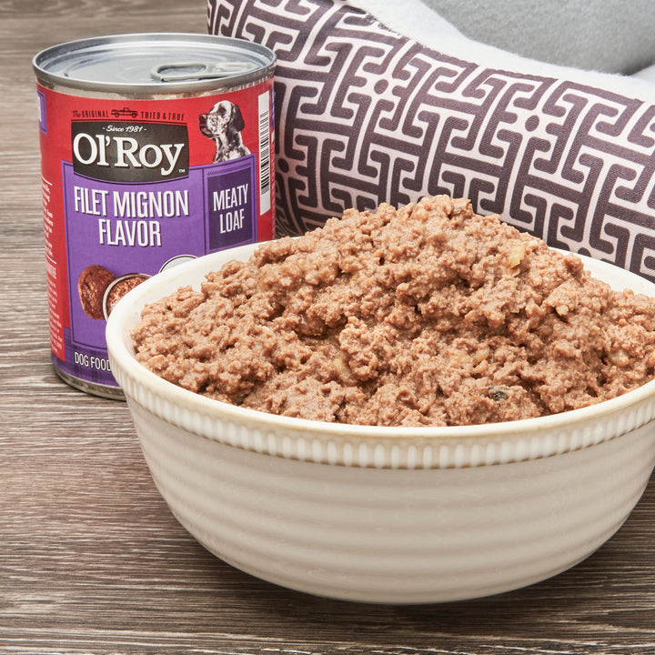 Ol' Roy Meaty Loaf Wet Dog Food Variety Pack, Filet Mignon Flavor and Chicken & Rice Dinner, 13.2 Oz, 24 Cans