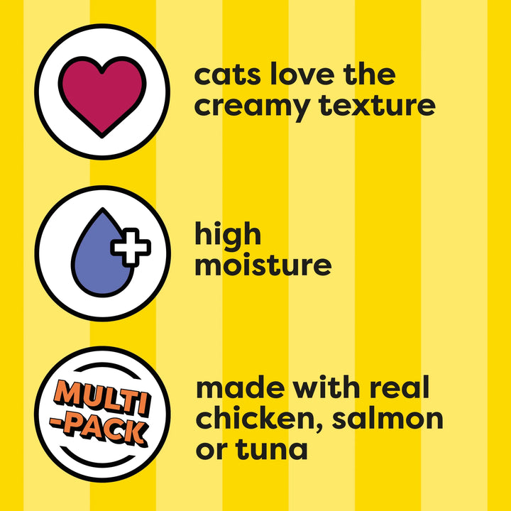 Creamy Puree Chicken, Salmon & Tuna Lickable Cat Treats, 12G Pouches (24 Pack)
