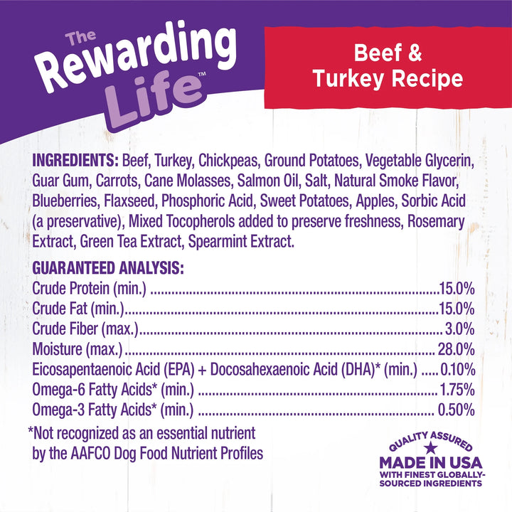 Wellness Rewarding Life Dog Treats, Natural, Training Treat, Grain Free, Soft Beef & Turkey (6 Ounce Bag)