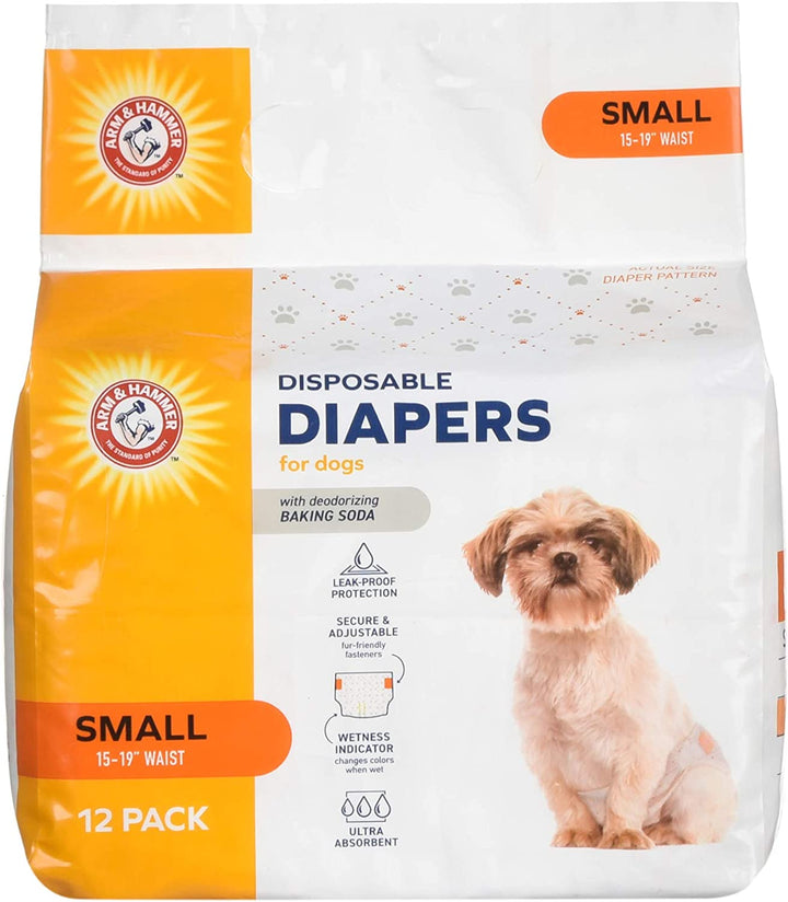 Pets for Pets Female Dog Diapers, Size Small, Ultra-Absorbent, Adjustable Girl Dog Diapers with Leak-Proof Protection and Wetness Indicator (Pack of 1, 12 Count Total)