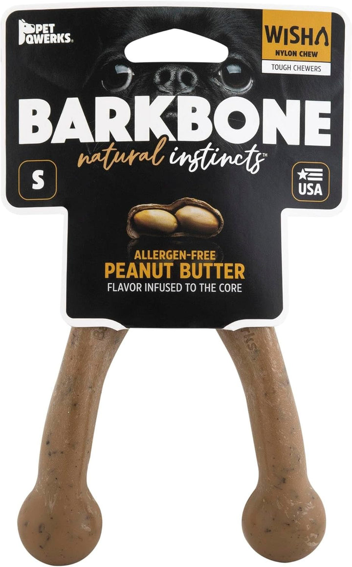 Wishbone Barkbone - Nylon Chew Toy for Aggressive Chewers - Peanut Butter Flavor - 6.75"