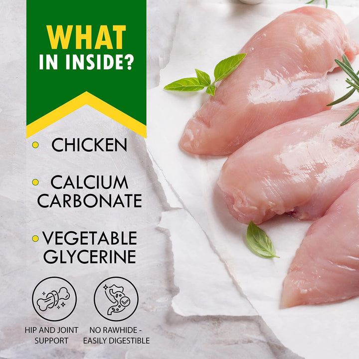 Dog Calcium Bones Wrapped Chicken & Rawhide Free Chew Treats Pet Healthy