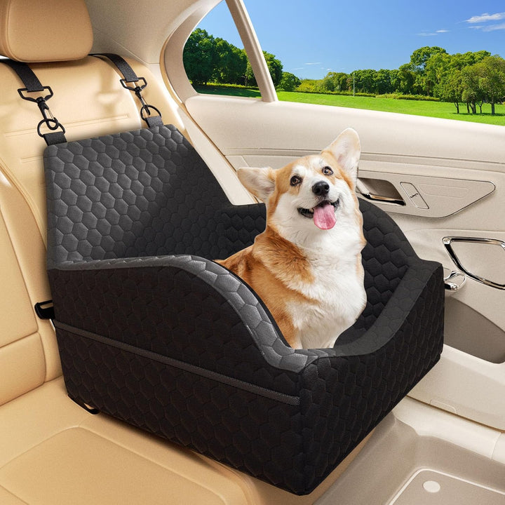 Dog Car Seat for Small Dogs, Pet Travel Carrier Bed for Car with Adjustable Straps Pet Car Booster Seat for Small Dogs Cats