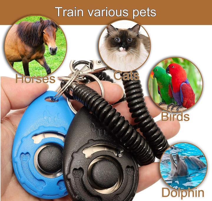 Pet Training Clicker for Dog, Clickers with Wrist Strap for Cat Bird Puppy, 2 Pack