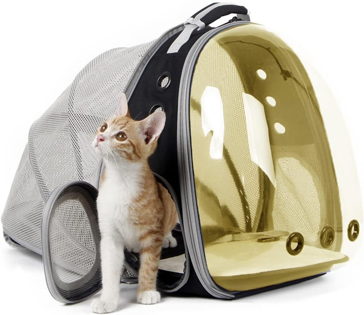 Cat Bubble Backpack with Fan, Fit up to 12 Lbs, Space Capsule Astronaut Clear Window Pet Travel Carrier Backpack for Cat and Small Puppy