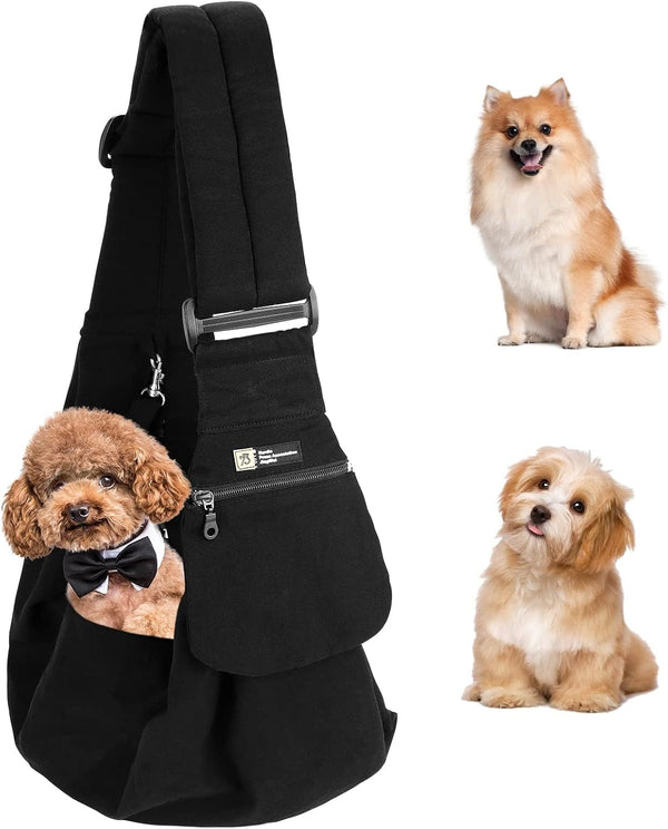Upgraded Hands-Free Dog Sling Carrier - Reversible, Adjustable, with Pocket, Puppy Sling, Suitable for Dogs up to 15LB