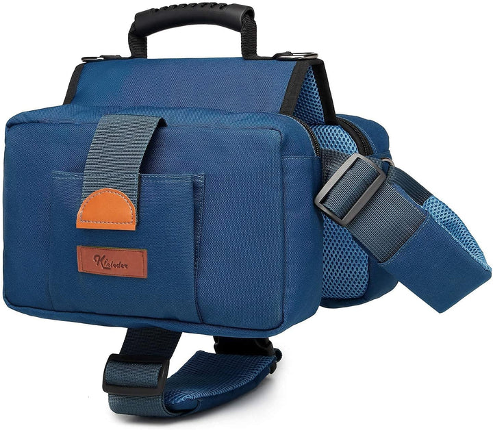 Dog Saddle Bag Backpack Hiking Harness Carrier Camping Waterproof with Pockets Adjustable Strap Polyester for Medium/Large Dogs