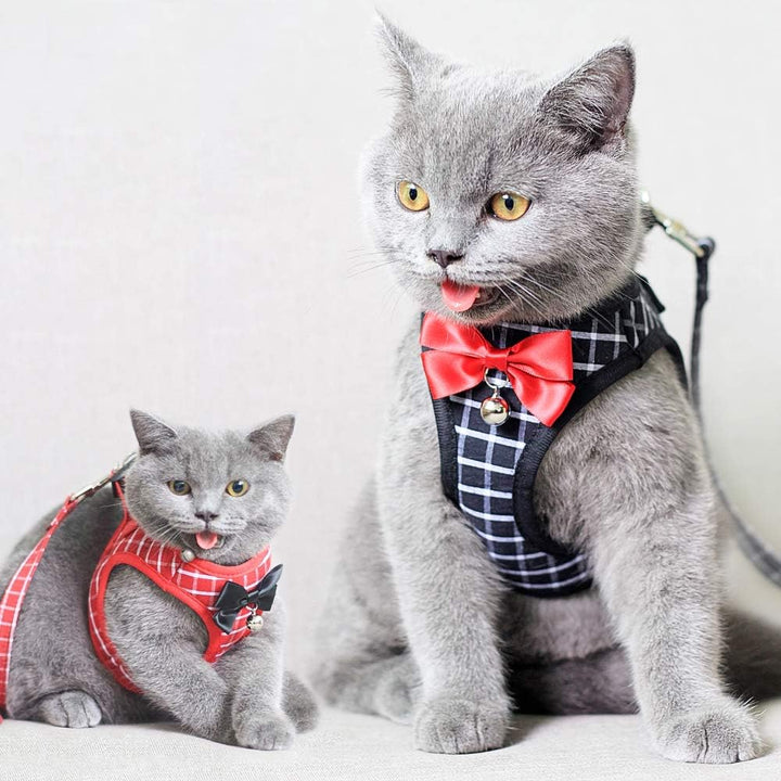 Cat Harness and Leash Kitten Harness Cat Leash Rabbit Harness for Small Dogs Cat Harness Escape Proof with Bell and Bow-Knot Decoration Cat Outdoor Enclosures-Xs
