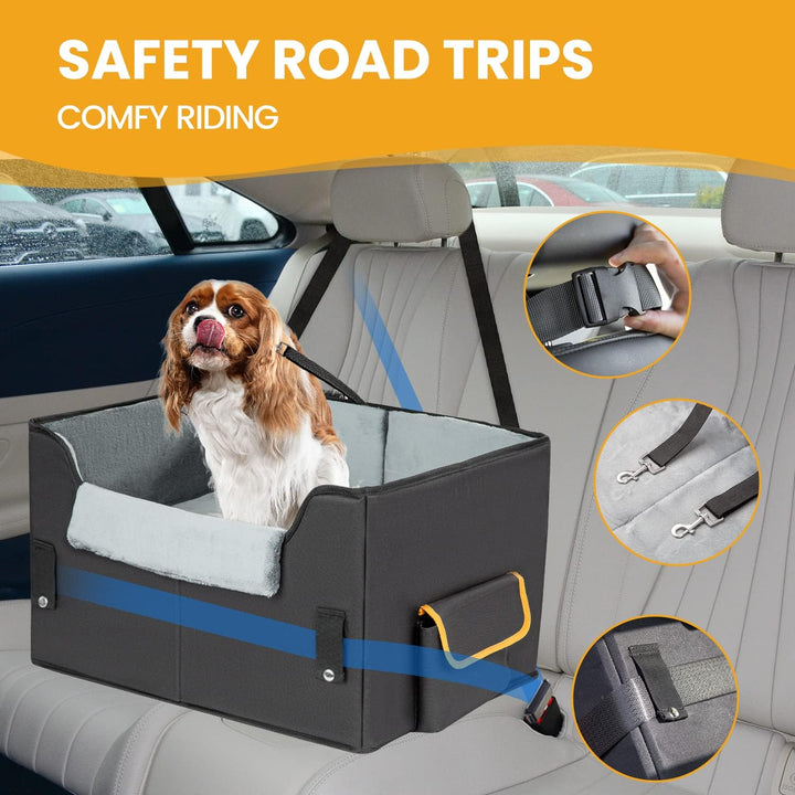 Dog Car Seat for Small Dogs, Pet Travel Carrier Bed for Car with Adjustable Straps Pet Car Booster Seat for Small Dogs Cats
