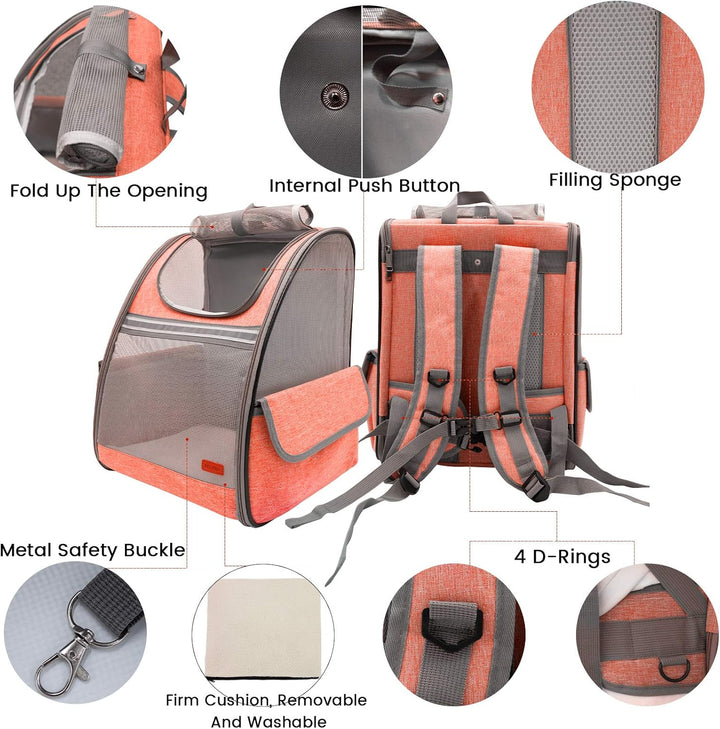 Cat Backpack Carrier, Small Pet Dog Backpack Carrier for Small Dogs Puppies with Ventilated Design, Airline Approved, Collapsible | for Travel, Hiking, Outdoor