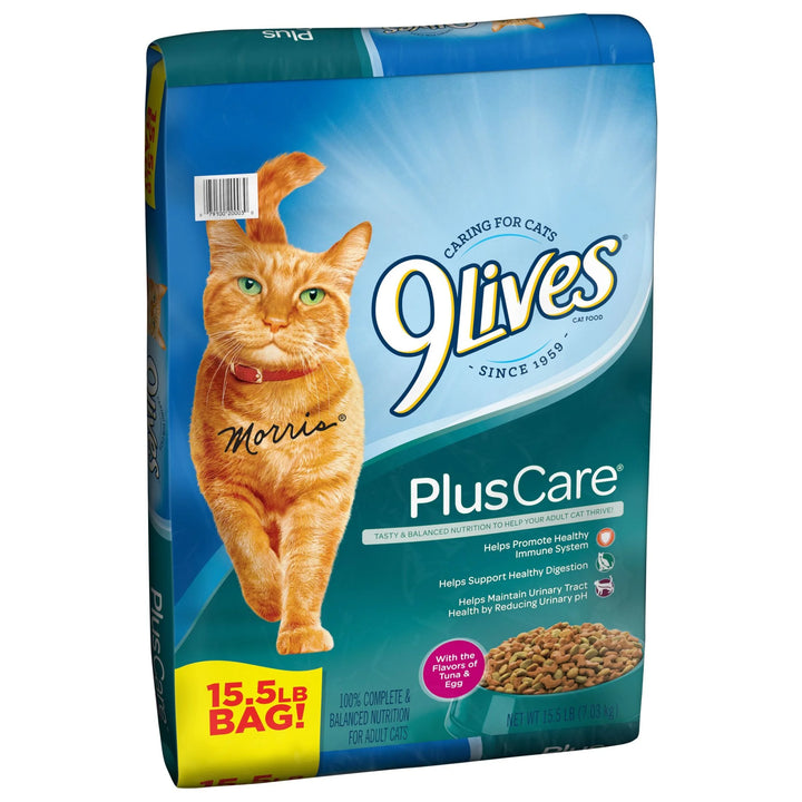 9Lives Plus Care Dry Cat Food with Tuna & Egg Flavors, 15.5 Lb Bag