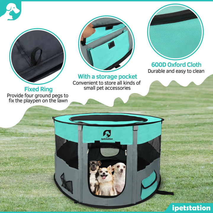 Pet Playpen -10.23Sq.Ft Large Pens for Puppies Kittens Cat Rabbit-Portable & Foldable Dog Pens Pet Kennel for Indoor, Outdoor RV Travel Office Potty Training Nursing Room