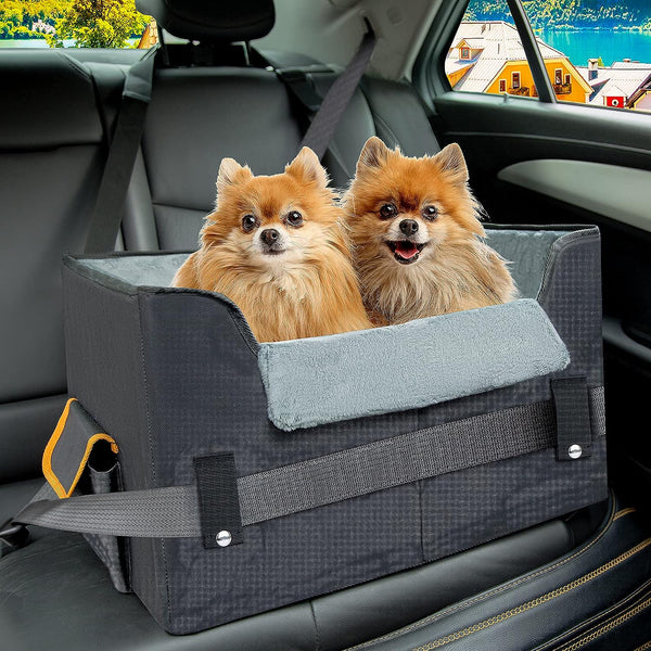 Dog Car Seat for Small Dogs, Pet Travel Carrier Bed for Car with Adjustable Straps Pet Car Booster Seat for Small Dogs Cats