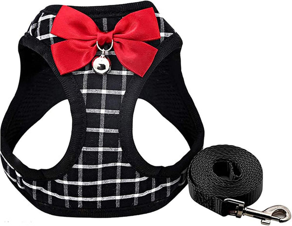 Cat Harness and Leash Kitten Harness Cat Leash Rabbit Harness for Small Dogs Cat Harness Escape Proof with Bell and Bow-Knot Decoration Cat Outdoor Enclosures-Xs