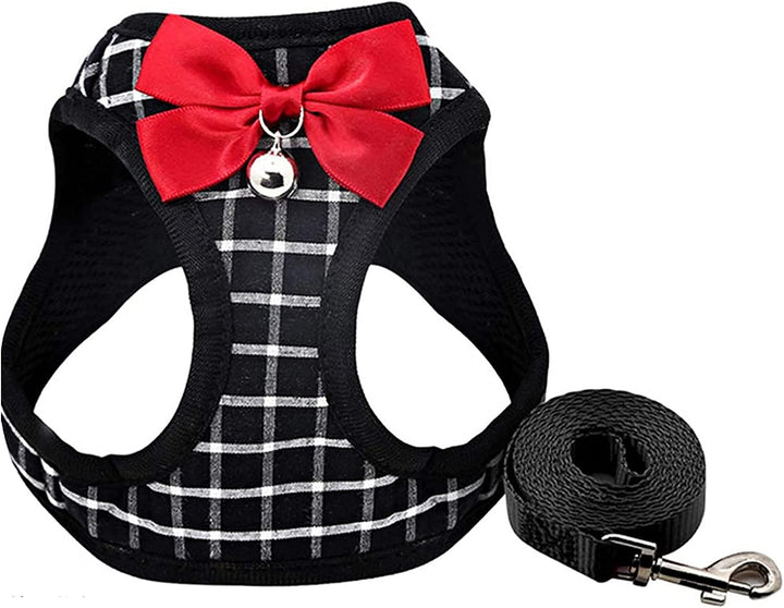 Cat Harness and Leash Kitten Harness Cat Leash Rabbit Harness for Small Dogs Cat Harness Escape Proof with Bell and Bow-Knot Decoration Cat Outdoor Enclosures-Xs