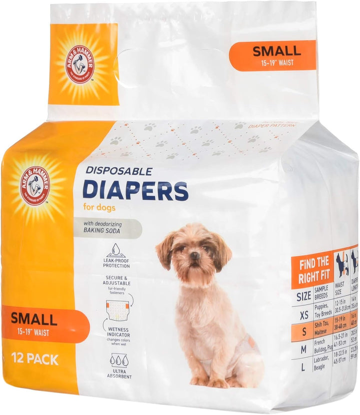 Pets for Pets Female Dog Diapers, Size Small, Ultra-Absorbent, Adjustable Girl Dog Diapers with Leak-Proof Protection and Wetness Indicator (Pack of 1, 12 Count Total)