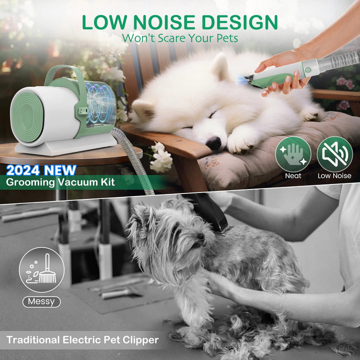 Pet Grooming Kit, 7 Grooming Tools, Pet Grooming Vacuum, Dog/Cat Clippers Kit, Low Noise, PG50 PLUS