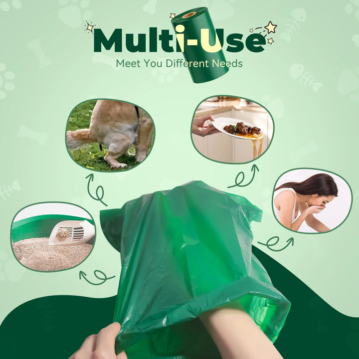 Dog Poop Bags, Extra Thick Waste Bag for Pets, 20 Refill Rolls, 300 Count, Lavender Scented, 1 Dispenser - Green