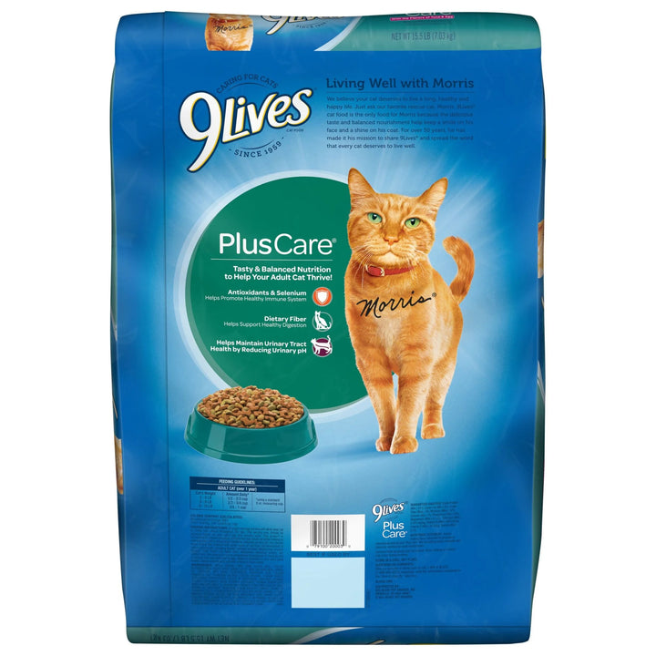 9Lives Plus Care Dry Cat Food with Tuna & Egg Flavors, 15.5 Lb Bag