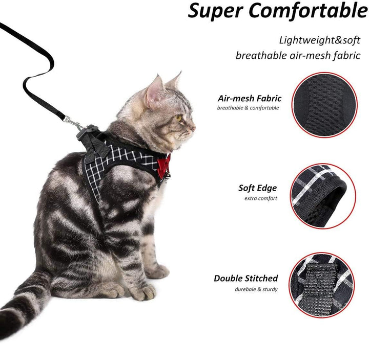 Cat Harness and Leash Kitten Harness Cat Leash Rabbit Harness for Small Dogs Cat Harness Escape Proof with Bell and Bow-Knot Decoration Cat Outdoor Enclosures-Xs