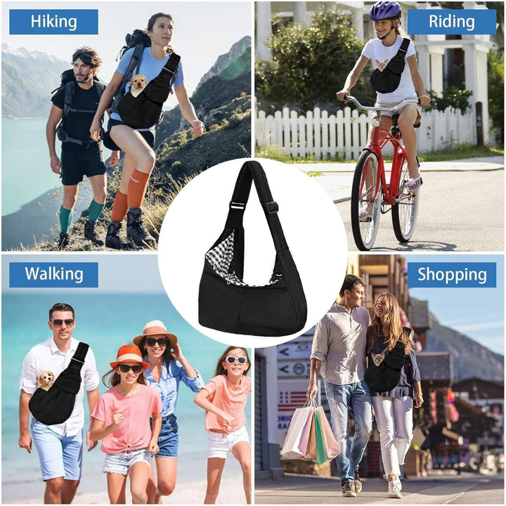 Upgraded Hands-Free Dog Sling Carrier - Reversible, Adjustable, with Pocket, Puppy Sling, Suitable for Dogs up to 15LB