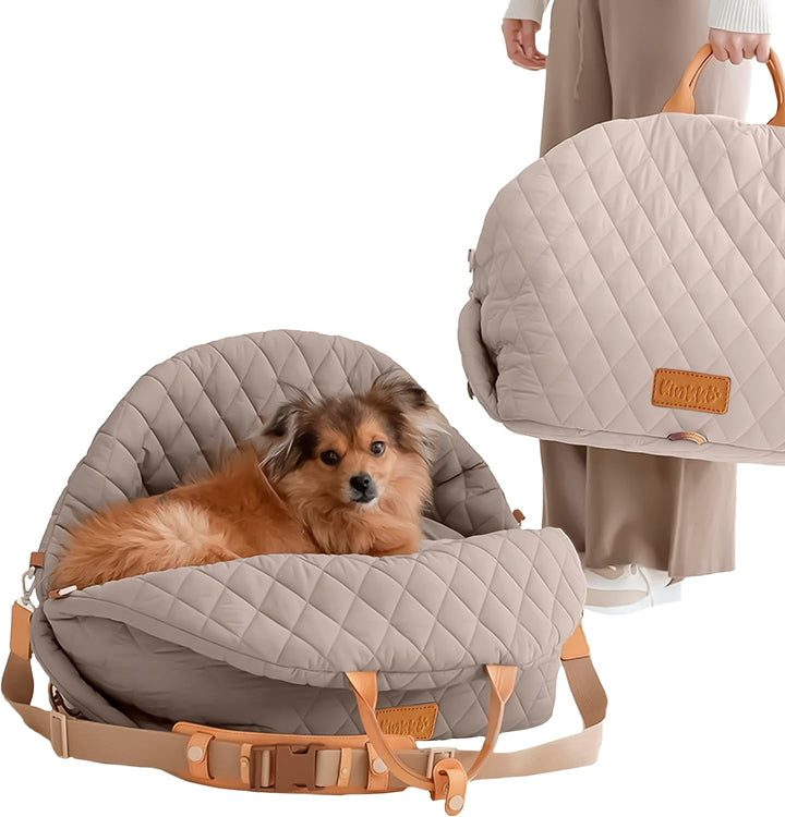 Dog Car Seat for Small Dogs – 3-In-1 Travel Carrier, Booster & Dog Bed for Car – Washable, Anti-Slip, Safety Straps – Fits Front & Back Seats – Cozy Pet Car Seat up to 25 Lbs – Pink