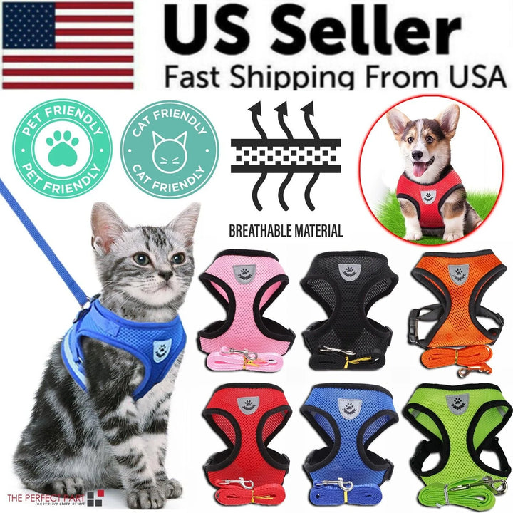 Cat /Dog Pet Harness Adjustable Control Vest Dogs Reflective S M L XL Leash