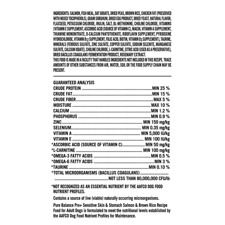 Pro+ Sensitive Skin & Stomach Dog Food, Salmon & Rice Recipe, 8 Lb Bag
