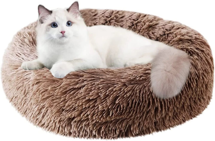 Calming Donut Dog Bed Anti-Anxiety, Self Warming, Cozy Soft Plush round Pet Bed, Ideal for Both Home & Travel, 24"L X 24"W X 8"H