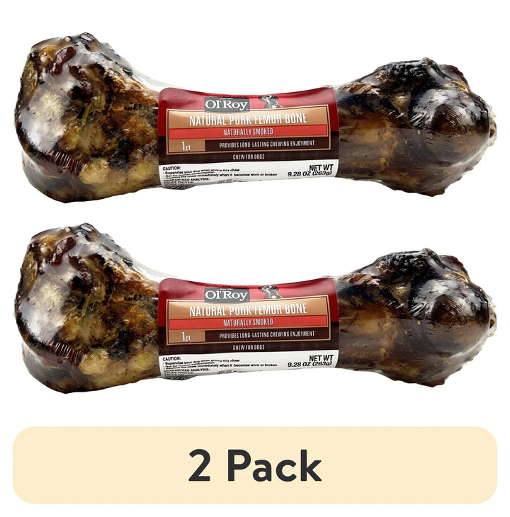 (2 Pack) Ol' Roy Natural Pork Femur Chew for Dogs, 9.28 Oz