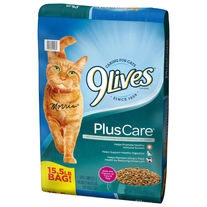 9Lives Plus Care Dry Cat Food with Tuna & Egg Flavors, 15.5 Lb Bag