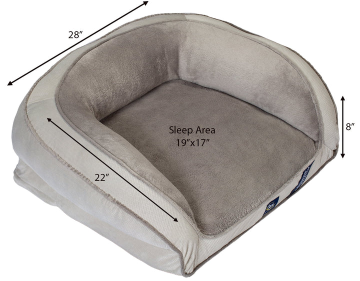pedic Memory Foam Mini Couch Dog Bed, Grey, Small