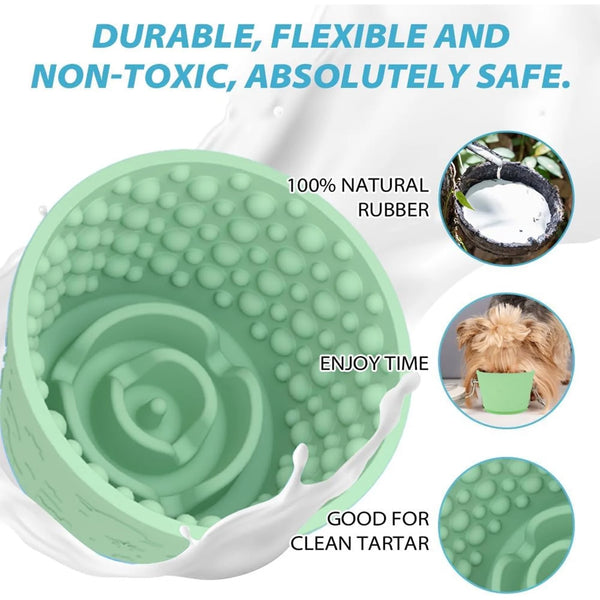 Dog Bowl Dog Lick Bowl Pet Slow Feeder Bowls for Oral Health Preventing Choking, Slow Feeder Dog Lick Bowl for Anxiety Relief & Enrichment (Green)