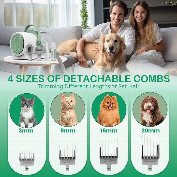 Pet Grooming Kit, 7 Grooming Tools, Pet Grooming Vacuum, Dog/Cat Clippers Kit, Low Noise, PG50 PLUS