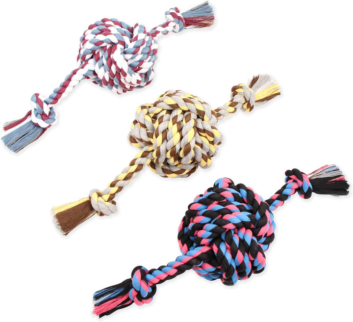 Flossy Chews Colossal 25-Inch Color Monkey Fist Ball with Rope Ends, Assorted Colors, Multicolor (20166F)