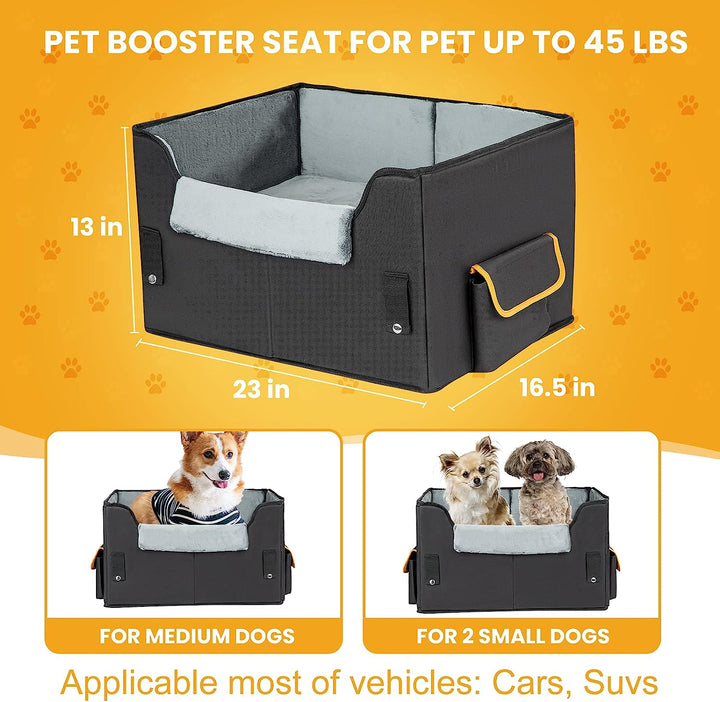 Dog Car Seat for Small Dogs, Pet Travel Carrier Bed for Car with Adjustable Straps Pet Car Booster Seat for Small Dogs Cats