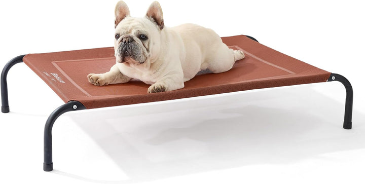 Medium Elevated Cooling Outdoor Dog Bed - Raised Cots for Medium Dogs, Portable Indoor & Outdoor Pet Hammock Bed with Skid-Resistant Feet, Frame with Breathable Mesh, Grey, 43 Inches