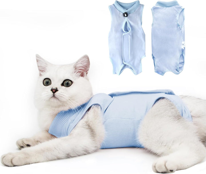 Cat Recovery Suit for Male and Female Surgical Post Surgery Soft Cone Onesie Shirt Clothes Neuter Licking Protective Diapers Outfit Cover Kitten Spay Collar(M, Camouflage)