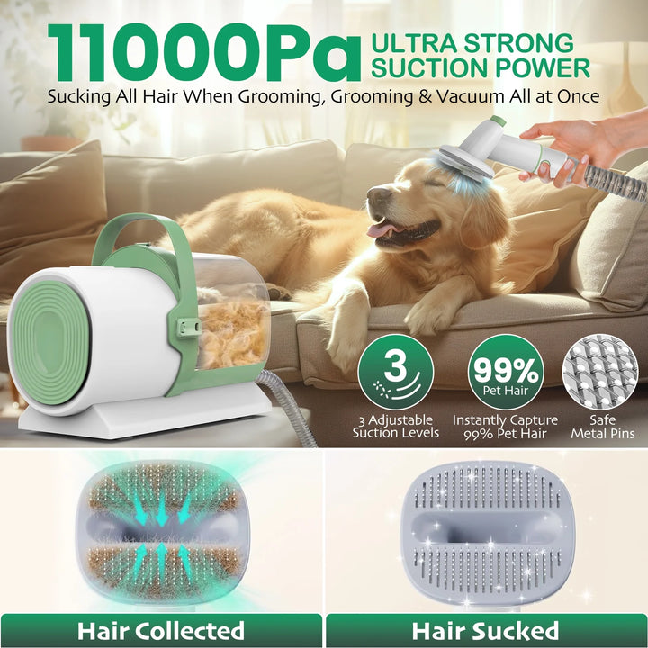 Pet Grooming Kit, 7 Grooming Tools, Pet Grooming Vacuum, Dog/Cat Clippers Kit, Low Noise, PG50 PLUS