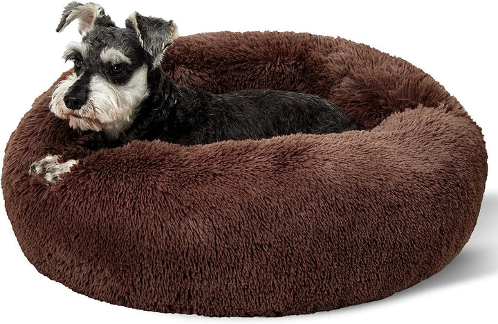 Calming Donut Dog Bed Anti-Anxiety, Self Warming, Cozy Soft Plush round Pet Bed, Ideal for Both Home & Travel, 24"L X 24"W X 8"H